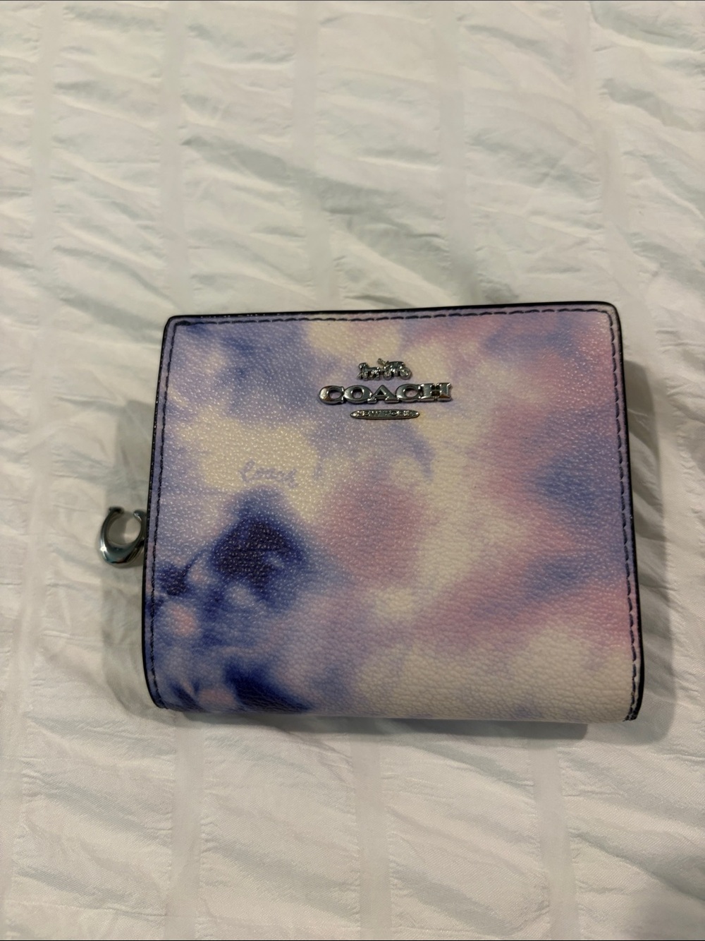 COACH Compact Tie-Dye Wallet in Purple and Pink